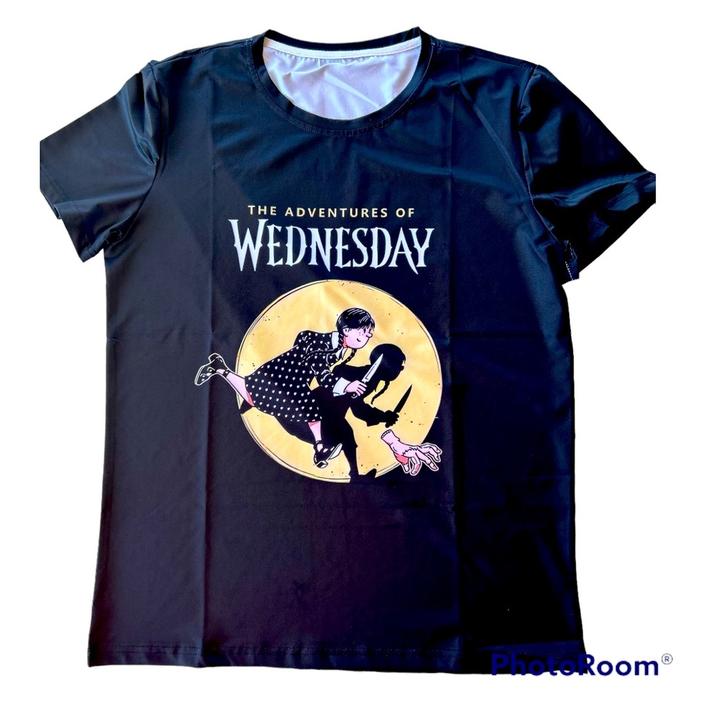The Adventures of Wednesday Addams Black Wrinkle Free T shirt Size Adult Medium